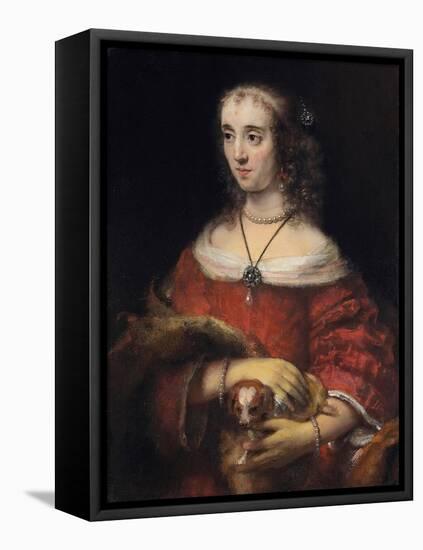 Portrait of a Lady with a Lap Dog, Ca 1665-Rembrandt van Rijn-Framed Stretched Canvas
