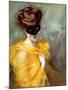 Portrait of a Lady with a Mask (Oil on Canvas)-Pedro Ribera-Mounted Giclee Print