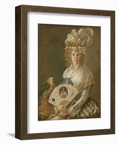 Portrait of a Lady with a Parrot, C.1785-90-Luis Paret y Alcazar-Framed Giclee Print