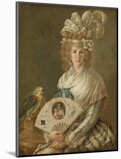 Portrait of a Lady with a Parrot, C.1785-90-Luis Paret y Alcazar-Mounted Giclee Print