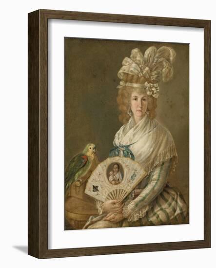 Portrait of a Lady with a Parrot, C.1785-90-Luis Paret y Alcazar-Framed Giclee Print