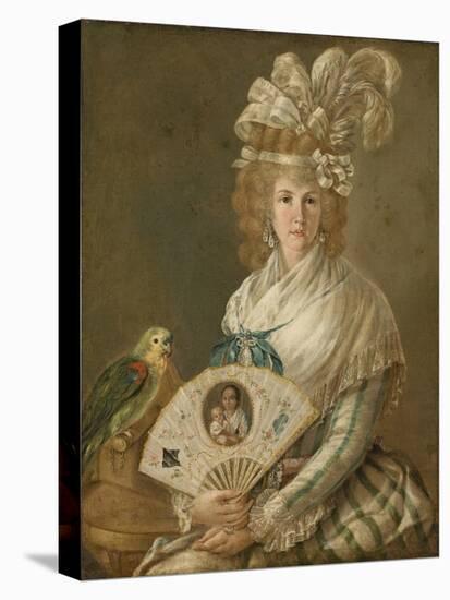 Portrait of a Lady with a Parrot, C.1785-90-Luis Paret y Alcazar-Stretched Canvas