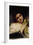 Portrait of a Lady with a Parrot (Oil on Canvas, 1861)-Gustave Courbet-Framed Giclee Print