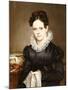 Portrait of a Lady with a Sewing Basket, American School, 19th Century-null-Mounted Giclee Print