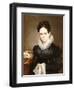 Portrait of a Lady with a Sewing Basket, American School, 19th Century-null-Framed Giclee Print