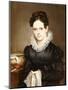 Portrait of a Lady with a Sewing Basket, American School, 19th Century-null-Mounted Giclee Print