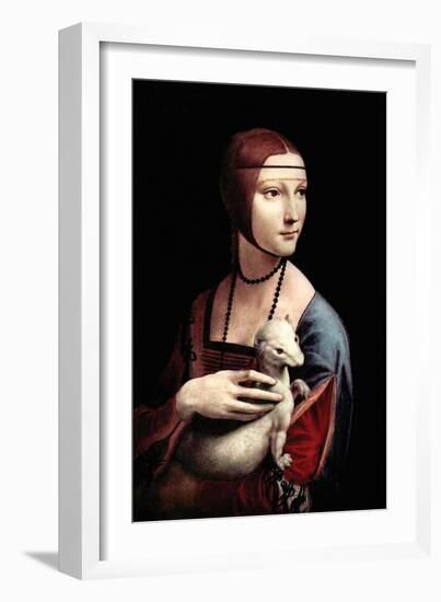 Portrait of a Lady with an Ermine-Leonardo da Vinci-Framed Art Print