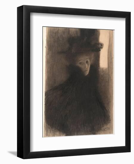 Portrait of a Lady With Cape And Hat-Gustav Klimt-Framed Giclee Print