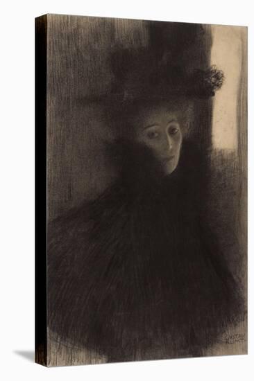 Portrait of a Lady with Cape and Hat-Gustav Klimt-Stretched Canvas