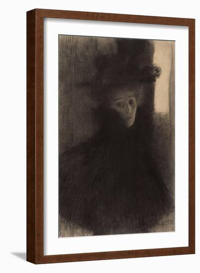 Portrait of a Lady with Cape and Hat-Gustav Klimt-Framed Giclee Print