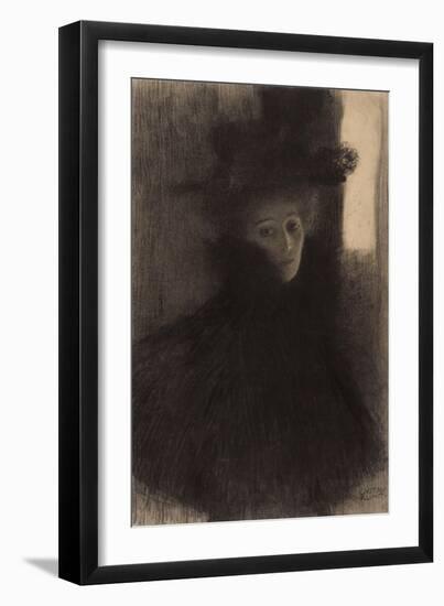 Portrait of a Lady with Cape and Hat-Gustav Klimt-Framed Giclee Print