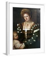 Portrait of a Lady with Her Son, Mid-1530S-Paris Bordone-Framed Giclee Print