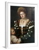 Portrait of a Lady with Her Son, Mid-1530S-Paris Bordone-Framed Giclee Print