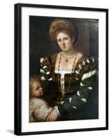 Portrait of a Lady with Her Son, Mid-1530S-Paris Bordone-Framed Giclee Print