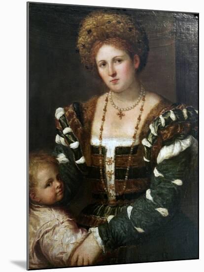 Portrait of a Lady with Her Son, Mid-1530S-Paris Bordone-Mounted Giclee Print