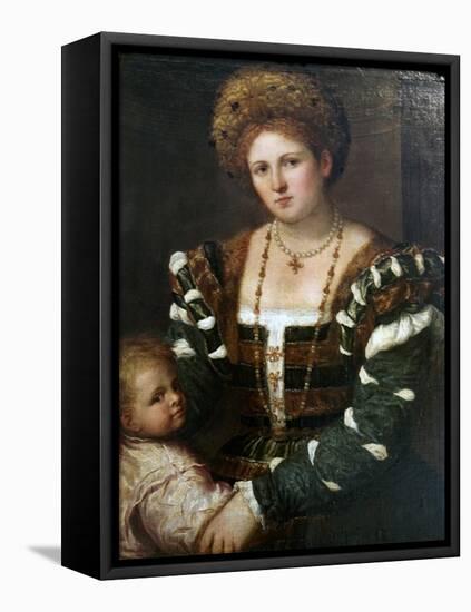 Portrait of a Lady with Her Son, Mid-1530S-Paris Bordone-Framed Stretched Canvas