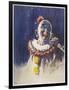 Portrait of a Laughing Clown in His Full Costume at Bertram Mills Circus-Gilbert Holiday-Framed Art Print