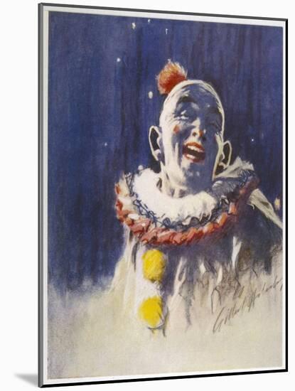 Portrait of a Laughing Clown in His Full Costume at Bertram Mills Circus-Gilbert Holiday-Mounted Art Print