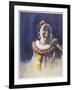 Portrait of a Laughing Clown in His Full Costume at Bertram Mills Circus-Gilbert Holiday-Framed Art Print