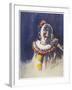 Portrait of a Laughing Clown in His Full Costume at Bertram Mills Circus-Gilbert Holiday-Framed Art Print