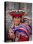 Portrait of a Local Woman in Traditional Dress, Carrying Her Baby on Her Back, Near Cuzco, Peru-Gavin Hellier-Stretched Canvas