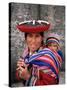 Portrait of a Local Woman in Traditional Dress, Carrying Her Baby on Her Back, Near Cuzco, Peru-Gavin Hellier-Stretched Canvas