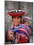 Portrait of a Local Woman in Traditional Dress, Carrying Her Baby on Her Back, Near Cuzco, Peru-Gavin Hellier-Mounted Photographic Print