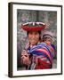 Portrait of a Local Woman in Traditional Dress, Carrying Her Baby on Her Back, Near Cuzco, Peru-Gavin Hellier-Framed Photographic Print