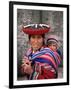 Portrait of a Local Woman in Traditional Dress, Carrying Her Baby on Her Back, Near Cuzco, Peru-Gavin Hellier-Framed Photographic Print