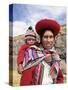 Portrait of a Local Woman in Traditional Dress, Carrying Her Baby on Her Back, Near Cuzco, Peru-Gavin Hellier-Stretched Canvas