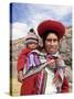 Portrait of a Local Woman in Traditional Dress, Carrying Her Baby on Her Back, Near Cuzco, Peru-Gavin Hellier-Stretched Canvas