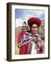 Portrait of a Local Woman in Traditional Dress, Carrying Her Baby on Her Back, Near Cuzco, Peru-Gavin Hellier-Framed Photographic Print