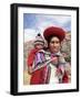 Portrait of a Local Woman in Traditional Dress, Carrying Her Baby on Her Back, Near Cuzco, Peru-Gavin Hellier-Framed Photographic Print