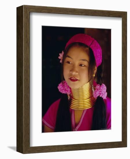 Portrait of a 'Long Necked' Padaung Tribe Girl, Mae Hong Son Province, Northern Thailand, Asia-Gavin Hellier-Framed Photographic Print