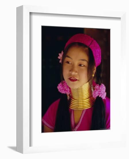 Portrait of a 'Long Necked' Padaung Tribe Girl, Mae Hong Son Province, Northern Thailand, Asia-Gavin Hellier-Framed Photographic Print