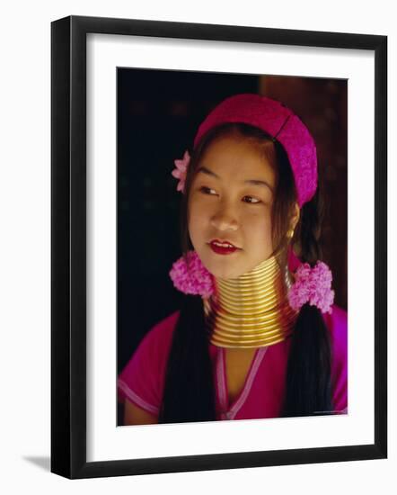 Portrait of a 'Long Necked' Padaung Tribe Girl, Mae Hong Son Province, Northern Thailand, Asia-Gavin Hellier-Framed Photographic Print