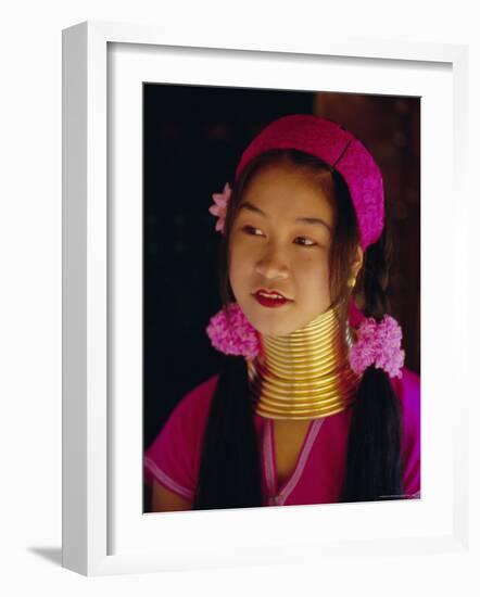 Portrait of a 'Long Necked' Padaung Tribe Girl, Mae Hong Son Province, Northern Thailand, Asia-Gavin Hellier-Framed Photographic Print