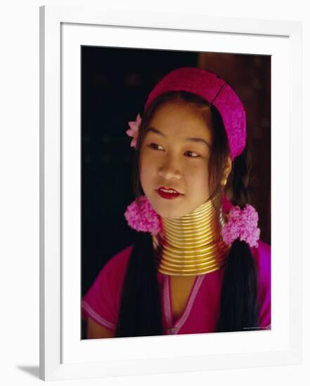 Portrait of a 'Long Necked' Padaung Tribe Girl, Mae Hong Son Province, Northern Thailand, Asia-Gavin Hellier-Framed Photographic Print