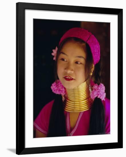 Portrait of a 'Long Necked' Padaung Tribe Girl, Mae Hong Son Province, Northern Thailand, Asia-Gavin Hellier-Framed Photographic Print