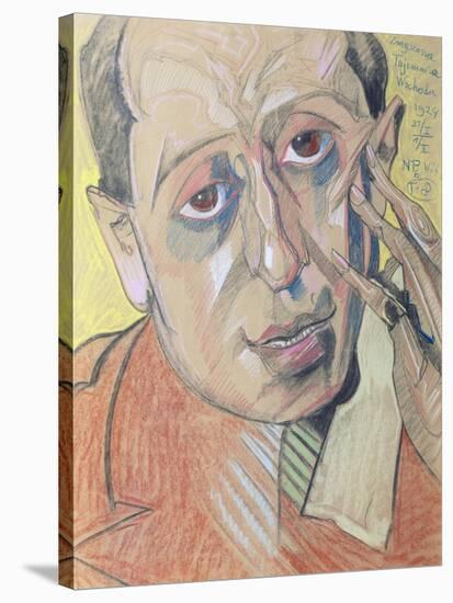 Portrait of a Man, 1924 (Pastel on Paper)-Stanislaw Ignacy Witkiewicz-Stretched Canvas