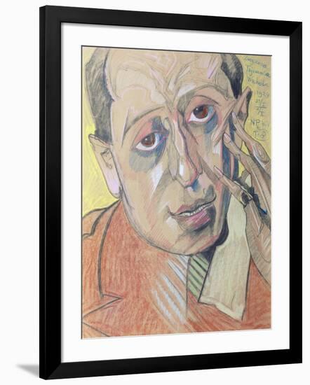 Portrait of a Man, 1924 (Pastel on Paper)-Stanislaw Ignacy Witkiewicz-Framed Giclee Print