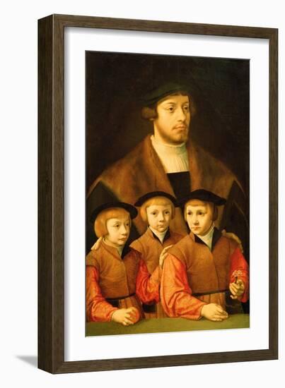 Portrait of a Man and His Three Sons, Late 1530S-Early 1540S-Bartholomaeus Bruyn-Framed Giclee Print