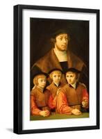Portrait of a Man and His Three Sons, Late 1530S-Early 1540S-Bartholomaeus Bruyn-Framed Giclee Print