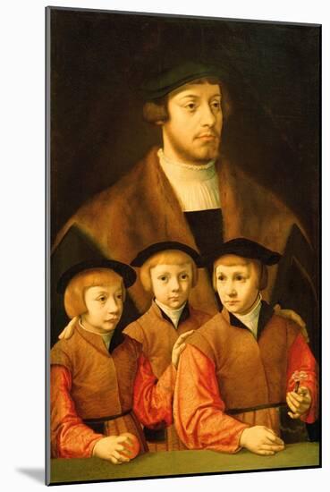 Portrait of a Man and His Three Sons, Late 1530S-Early 1540S-Bartholomaeus Bruyn-Mounted Giclee Print