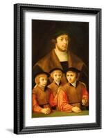 Portrait of a Man and His Three Sons, Late 1530S-Early 1540S-Bartholomaeus Bruyn-Framed Giclee Print