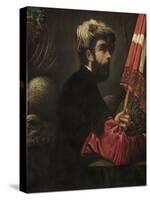 Portrait of a Man as Saint George, 1540-50-Jacopo Robusti Tintoretto-Stretched Canvas