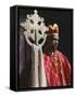 Portrait of a Man Holding a Christian Symbol, Bieta Golgotha, Lalibela, Wollo Region, Ethiopia-Bruno Barbier-Framed Stretched Canvas