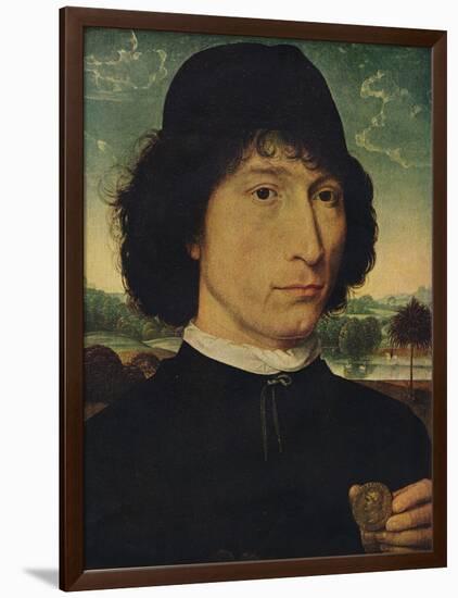 'Portrait of a man holding a coin of the Emperor Nero', 1474-Hans Memling-Framed Premium Giclee Print