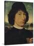 'Portrait of a man holding a coin of the Emperor Nero', 1474-Hans Memling-Stretched Canvas