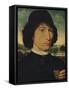 'Portrait of a man holding a coin of the Emperor Nero', 1474-Hans Memling-Framed Stretched Canvas